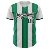 Custom White Black-Kelly Green Gradient Vertical Stripe Argentina Style Authentic Baseball Jersey