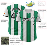 Custom White Black-Kelly Green Gradient Vertical Stripe Argentina Style Authentic Baseball Jersey