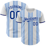 Custom White Royal-Light Blue Gradient Vertical Stripe Argentina Style Authentic Baseball Jersey