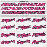Custom White Pink Light Blue-Black Gradient Vertical Stripe Argentina Style Authentic Baseball Jersey
