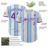 Custom White Purple-Light Blue Gradient Vertical Stripe Argentina Style Authentic Baseball Jersey