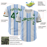 Custom White Green-Light Blue Gradient Vertical Stripe Argentina Style Authentic Baseball Jersey