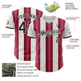 Custom White Black-Crimson Gradient Vertical Stripe Argentina Style Authentic Baseball Jersey