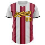 Custom White Gold Crimson-Black Gradient Vertical Stripe Argentina Style Authentic Baseball Jersey