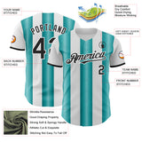 Custom White Black-Teal Gradient Vertical Stripe Argentina Style Authentic Baseball Jersey