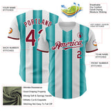 Custom White Crimson-Teal Gradient Vertical Stripe Argentina Style Authentic Baseball Jersey