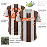 Custom White Orange-Brown Gradient Vertical Stripe Argentina Style Authentic Baseball Jersey