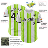 Custom White Black-Neon Green Gradient Vertical Stripe Argentina Style Authentic Baseball Jersey