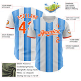 Custom White Orange-Electric Blue Gradient Vertical Stripe Argentina Style Authentic Baseball Jersey