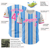 Custom White Pink-Electric Blue Gradient Vertical Stripe Argentina Style Authentic Baseball Jersey
