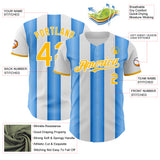 Custom White Gold-Electric Blue Gradient Vertical Stripe Argentina Style Authentic Baseball Jersey