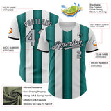 Custom White Gray Midnight Green-Black Gradient Vertical Stripe Argentina Style Authentic Baseball Jersey