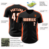 Custom Black White-Orange Classic Color Block Side Panel Stripe Authentic Baseball Jersey