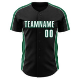 Custom Black White-Kelly Green Classic Color Block Side Panel Stripe Authentic Baseball Jersey