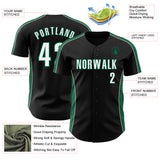 Custom Black White-Kelly Green Classic Color Block Side Panel Stripe Authentic Baseball Jersey