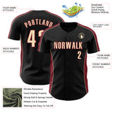 Custom Black Cream-Crimson Classic Color Block Side Panel Stripe Authentic Baseball Jersey