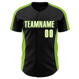 Custom Black White-Neon Green Classic Color Block Side Panel Stripe Authentic Baseball Jersey
