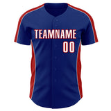 Custom Royal White-Red Classic Color Block Side Panel Stripe Authentic Baseball Jersey