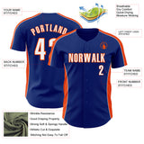 Custom Royal White-Orange Classic Color Block Side Panel Stripe Authentic Baseball Jersey