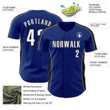 Custom Royal White-Black Classic Color Block Side Panel Stripe Authentic Baseball Jersey