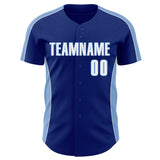 Custom Royal White-Light Blue Classic Color Block Side Panel Stripe Authentic Baseball Jersey