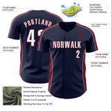 Custom Navy White-Crimson Classic Color Block Side Panel Stripe Authentic Baseball Jersey