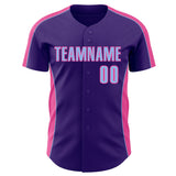 Custom Purple Light Blue-Pink Classic Color Block Side Panel Stripe Authentic Baseball Jersey