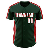 Custom Green White-Red Classic Color Block Side Panel Stripe Authentic Baseball Jersey