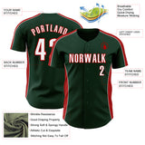 Custom Green White-Red Classic Color Block Side Panel Stripe Authentic Baseball Jersey