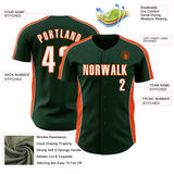 Custom Green White-Orange Classic Color Block Side Panel Stripe Authentic Baseball Jersey