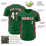 Custom Kelly Green White-Red Classic Color Block Side Panel Stripe Authentic Baseball Jersey