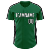 Custom Kelly Green White-Black Classic Color Block Side Panel Stripe Authentic Baseball Jersey