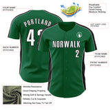 Custom Kelly Green White-Black Classic Color Block Side Panel Stripe Authentic Baseball Jersey
