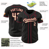 Custom Black Cream Pinstripe-Crimson Authentic Baseball Jersey
