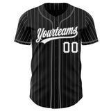 Custom Black White Pinstripe-Steel Gray Authentic Baseball Jersey