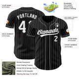 Custom Black White Pinstripe-Steel Gray Authentic Baseball Jersey