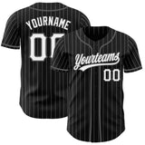Custom Black White Pinstripe-Steel Gray Authentic Baseball Jersey