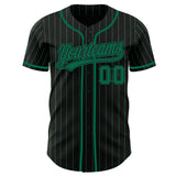 Custom Black Kelly Green Pinstripe Authentic Baseball Jersey