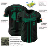 Custom Black Kelly Green Pinstripe Authentic Baseball Jersey