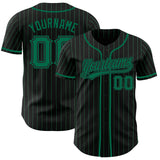 Custom Black Kelly Green Pinstripe Authentic Baseball Jersey