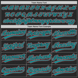 Custom Black Teal Pinstripe-Medium Pink Authentic Baseball Jersey