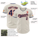 Custom Cream Navy Pinstripe-Red Authentic Baseball Jersey
