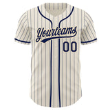 Custom Cream Navy Pinstripe-Cream Authentic Baseball Jersey