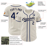 Custom Cream Navy Pinstripe-Cream Authentic Baseball Jersey