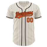Custom Cream Black Pinstripe-Orange Authentic Baseball Jersey