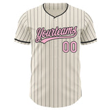 Custom Cream Black Pinstripe-Light Pink Authentic Baseball Jersey