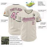 Custom Cream Black Pinstripe-Light Pink Authentic Baseball Jersey