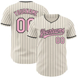 Custom Cream Black Pinstripe-Light Pink Authentic Baseball Jersey
