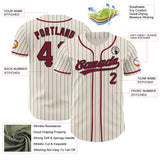 Custom Cream Black Pinstripe-Crimson Authentic Baseball Jersey