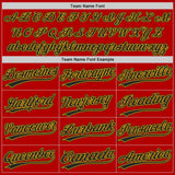 Custom Red Black Pinstripe-Gold Authentic Baseball Jersey